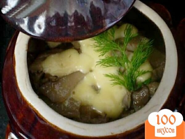 Фото рецепта: «Картофель с грибами и курицей в горшочке»
