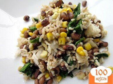 Фото рецепта: «Рис с горохом и шпинатом»