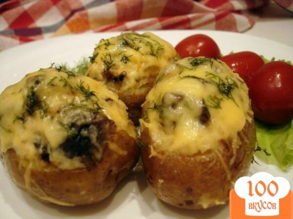 Фото рецепта: «Картофель фаршированный грибами»