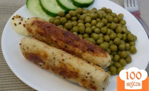 Фото рецепта: «Домашние куриные сосиски с перцем и горчицей»