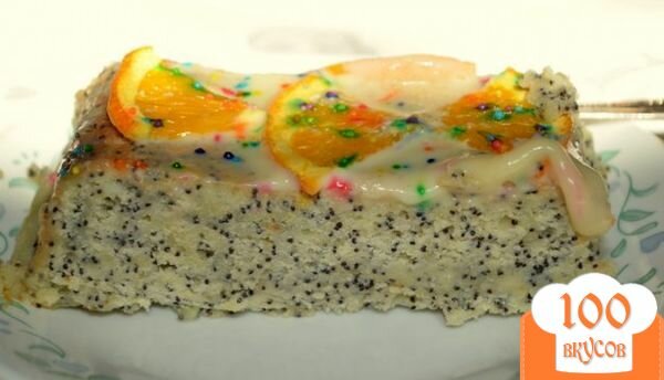 Фото рецепта: «Cметанный кекс с маком и белым цитрусовым ганашем»