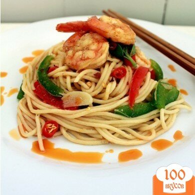 Фото рецепта: «Спагетти с креветками и овощами»