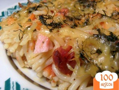 Фото рецепта: «Запеканка с овощами,омлетом и спагетти»