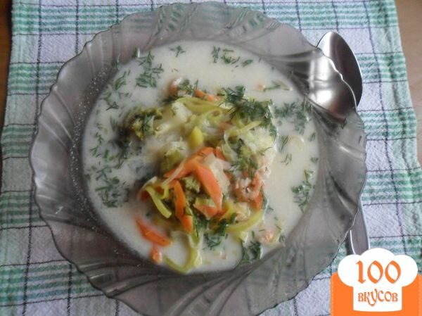 Фото рецепта: «Сырный суп с креветками "Послепраздничный"»