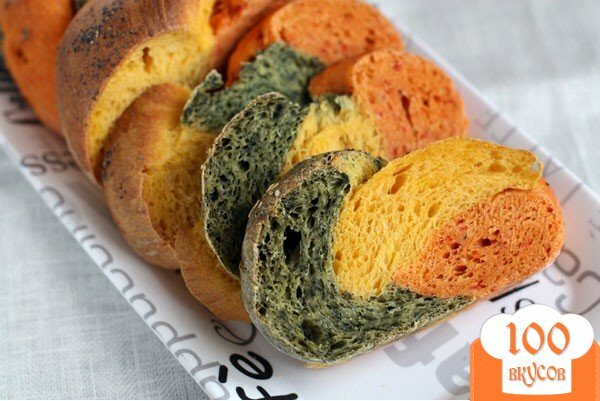 Фото рецепта: «Трехцветный хлеб»