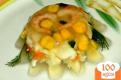 Фото рецепта: «Заливное из рыбы с креветками»