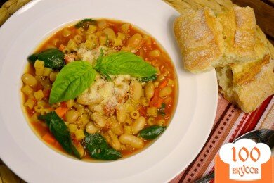 Фото рецепта: «Суп с пастой, фасолью и овощами»