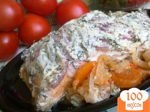 Фото рецепта: «Запеченная форель с овощами под соусом»