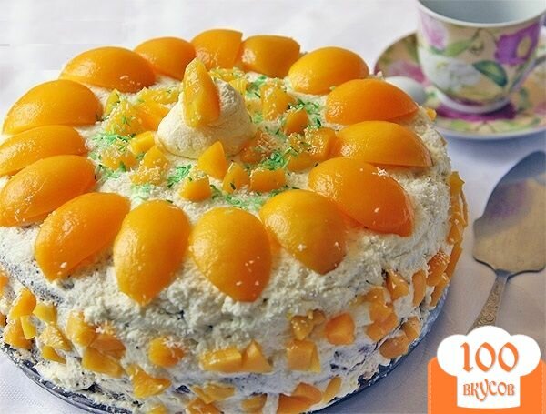 Фото рецепта: «Торт творожный с персиками»