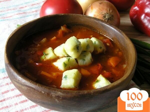 Фото рецепта: «Томатный суп с творожными клецками»