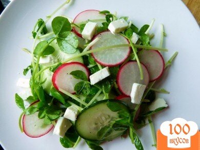 Фото рецепта: «Салат с ростками гороха и редисом»