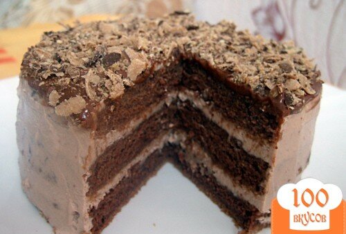 Фото рецепта: «Торт "Шоколад на кипятке" с творожным кремом»