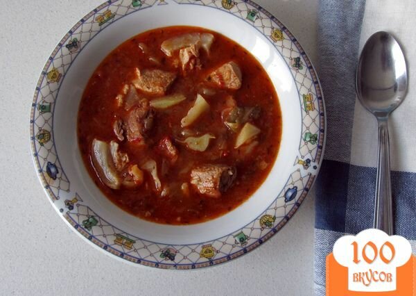 Фото рецепта: «Томатный суп с капустой и мясом»