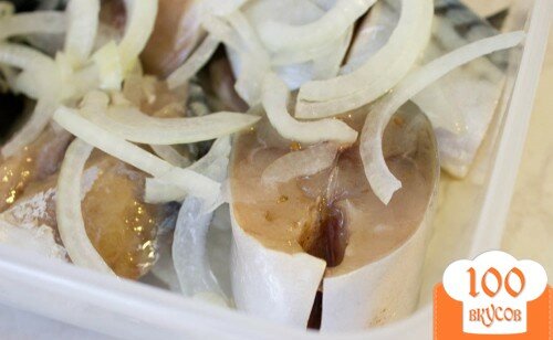 Фото рецепта: «Соленая скумбрия с кориандром»