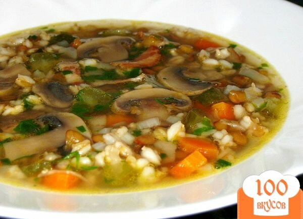 Фото рецепта: «Грибной суп с чечевицей»