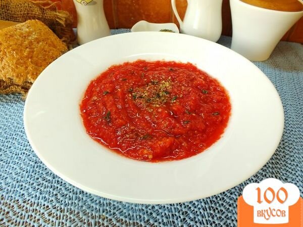 Фото рецепта: «Холодный томатный суп с печеной тыквой»