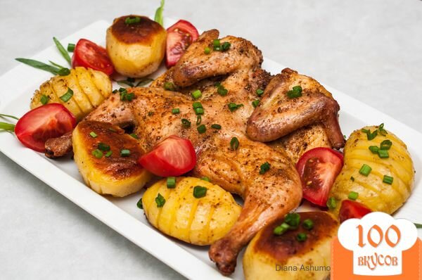 Фото рецепта: «Запеченная курица с картофелем.»
