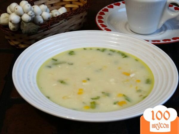Фото рецепта: «Сырный суп с консервированной кукурузой»