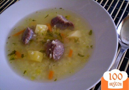 Фото рецепта: «Пшенный суп с утиными желудками»