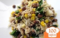 Фото рецепта: Рис с горохом и шпинатом