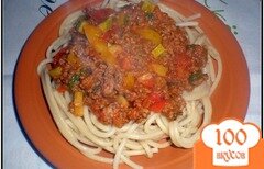 Фото рецепта: Спагетти "Болоньезе" с перцем и кабачком