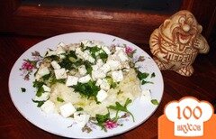 Фото рецепта: Лапша с зеленью и козьим сыром