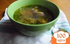 Фото рецепта: Суп с фрикадельками и зелёным горошком