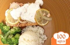 Фото рецепта: Запеченный лосось со сливочным соусом