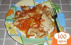 Фото рецепта: Куриная грудка с морковью и мандарином