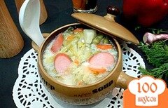 Фото рецепта: Суп с сырками и зелёным горошком