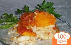 Фото рецепта: Рыба с тыквой и томатным соусом