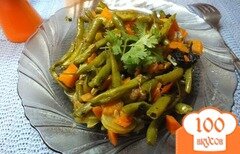 Фото рецепта: Овощной гарнир из спаржевой фасоли с овощами