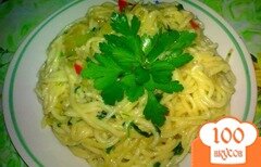 Фото рецепта: Спагетти с зеленью и имбирем