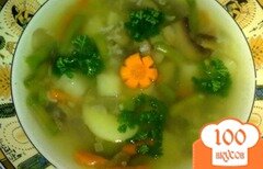 Фото рецепта: Суп со спаржевой фасолью и грибами