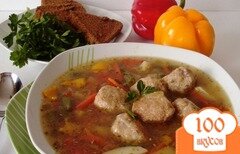 Фото рецепта: Суп весенний с фрикадельками из курицы