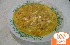 Фото рецепта: Куриный суп с зеленым горошком
