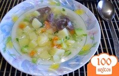 Фото рецепта: Рисовый суп с кабачком на пупках