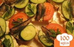 Фото рецепта: Бутерброды со шпротами и чесноком