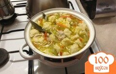 Фото рецепта: куриный суп с картофельными галушками