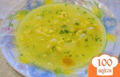 Фото рецепта: Суп кукурузный с яйцом и зеленью