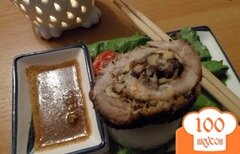 Фото рецепта: Мясной рулет с белыми грибами и белым перцем