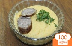 Фото рецепта: Суп - пюре с гороха с домашней колбаской