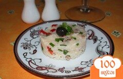 Фото рецепта: Теплый салат с рисом и индейкой
