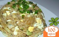 Фото рецепта: Гарнир из стручковой фасоли, риса и яиц