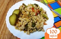 Фото рецепта: Рис с индейкой и спаржевой фасолью