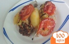 Фото рецепта: Ароматные рёбрышки ягнёнка, запечённые с овощами в духовке