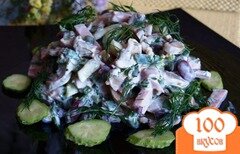 Фото рецепта: Салат с ветчиной, фасолью и шампиньонами