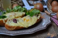 «Горячие бутерброды с утиными желудочками, яйцом и сыром» - приготовления блюда - шаг 4