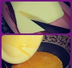 «Омлет с белым турецким классическим сыром и помидорами» - приготовления блюда - шаг 3