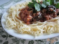 «Спагетти с мясным фаршем и маслинами» - приготовления блюда - шаг 10